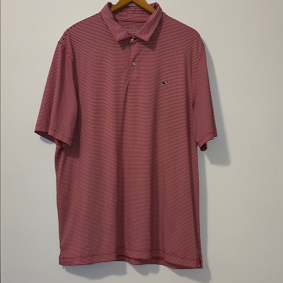 VINEYARD VINES Performance Short Sleeve Polo Striped Red White Mens XL EUC - Picture 3 of 5